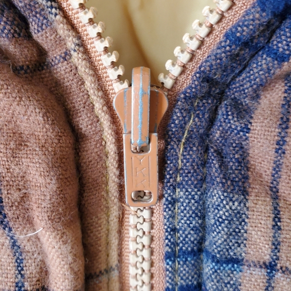 Vintage 70s Puffer Reversible Plaid Brown Zip Up Vest Mens Medium-Large - Picture 10 of 13